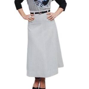 Vintage 60s White High Waisted Skirt with Silver Metallic Polka Dot Print Small